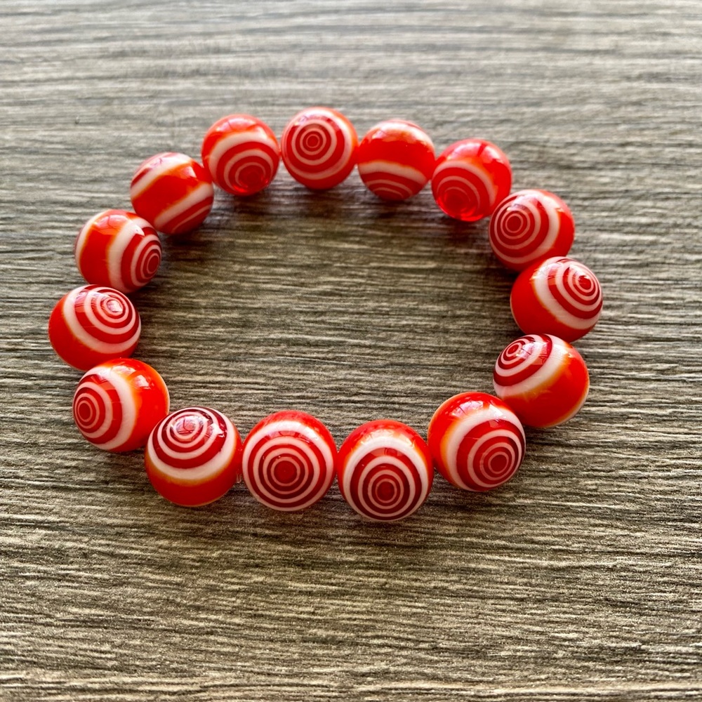 Lampwork blown glass evil eye bracelet. One size